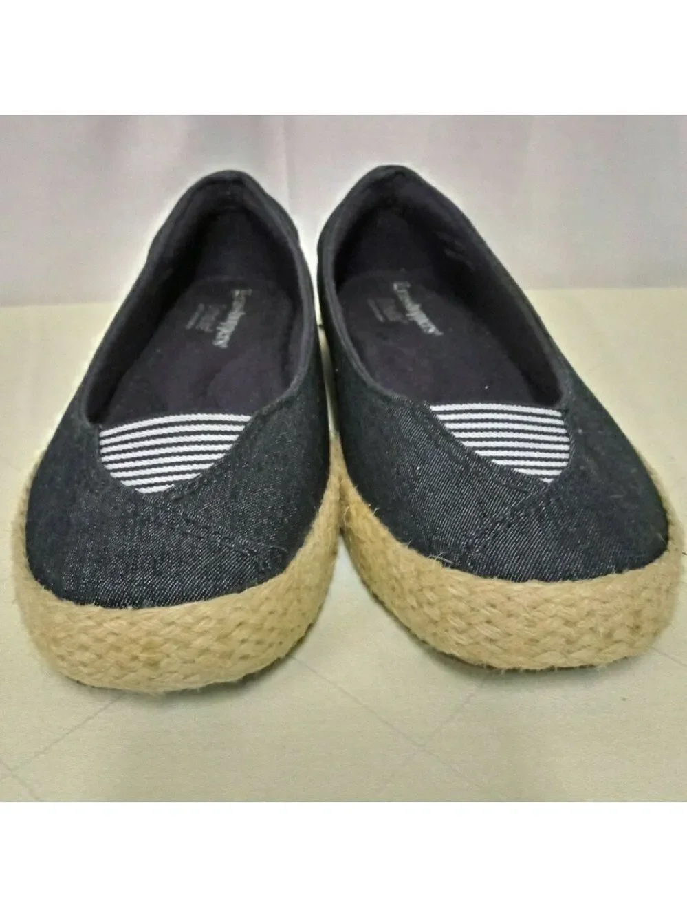 Grasshopper Mooney Ortholite Navy Nautical Canvas Round Toe Espardrille Shoe